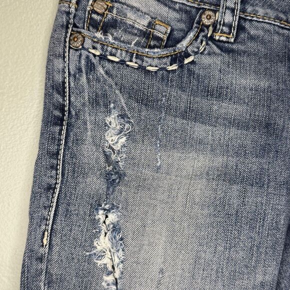 Silver‎ Santorini Denim Jeans Distressed Size 26 Ankle Cropped 2 Low Rise - Picture 6 of 8